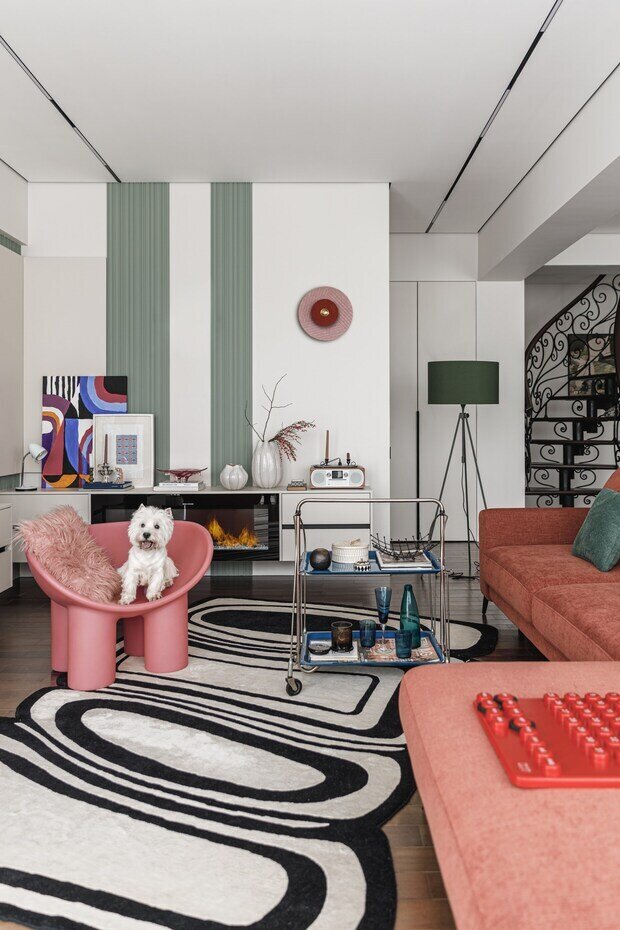 Фотография: Гостиная в стиле Современный, Квартира, Проект дня, Кирпичный дом, 4 и больше, Более 90 метров, Алматы, современный с элементами эклектики, Марина Сапунова, Анара Байшулакова – фото на INMYROOM