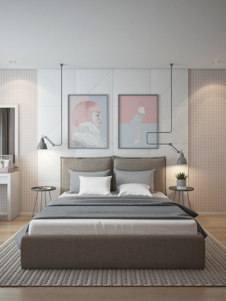 Фотография: Спальня в стиле Современный, Скандинавский, Квартира, Проект недели, Санкт-Петербург, Монолитный дом, Мария Панченко, 2 комнаты, 40-60 метров – фото на INMYROOM