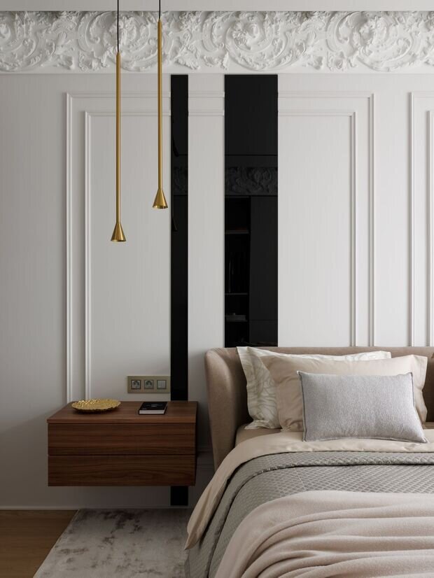 Фотография: Спальня в стиле Классический, Современный, Квартира, Проект дня, Санкт-Петербург, 3 комнаты, Более 90 метров, Елена Лебедева – фото на INMYROOM
