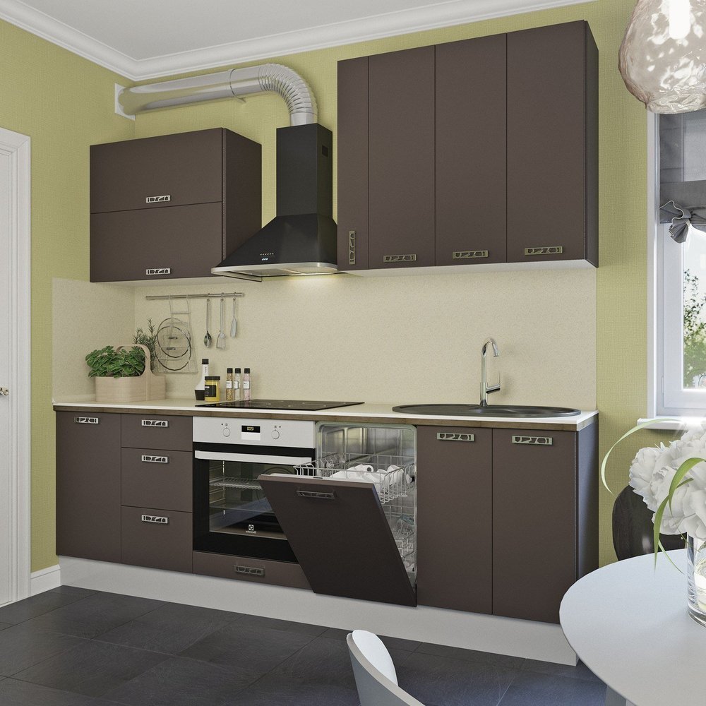 Прямая конфигурация гарнитура «Шоколад», Leroy Merlin Прямая конфигурация гарнитура «Шоколад», Leroy Merlin