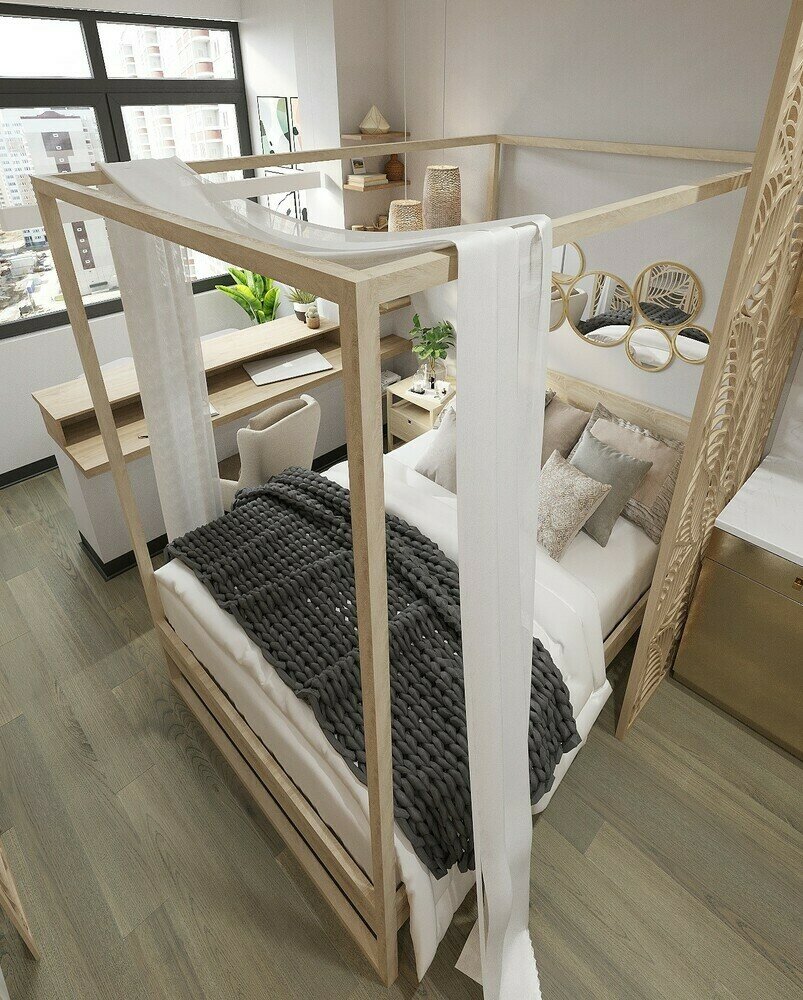 Фотография: Спальня в стиле Современный, Малогабаритная квартира, Квартира, Студия, Проект недели, Москва, Эко, до 40 метров, Анна Новопольцева – фото на INMYROOM