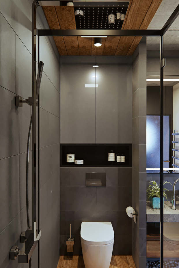 Фотография: Ванная в стиле Лофт, Квартира, Проект недели, Алексей Иванов, Павел Герасимов, Geometrium, Московская область, 2 комнаты, 40-60 метров, Монолитно-кирпичный – фото на INMYROOM