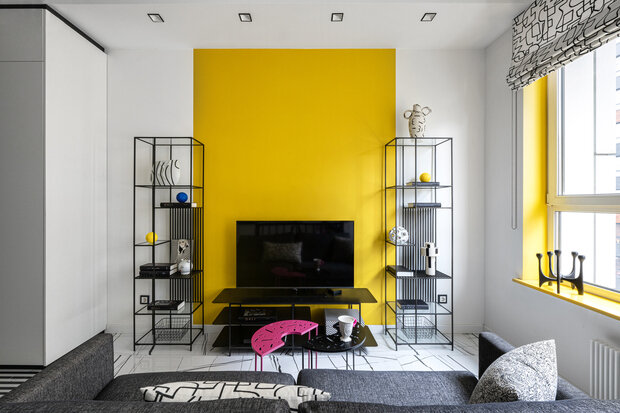 Фотография: Гостиная в стиле Современный, Эклектика, Малогабаритная квартира, Квартира, Студия, Проект дня, Москва, Оксана Олейник, до 40 метров – фото на INMYROOM