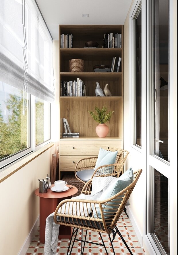 Фотография: Балкон в стиле Современный, Квартира, Проект дня, Московская область, Ирина Собыленская, 3 комнаты, 40-60 метров, Монолитно-кирпичный – фото на INMYROOM