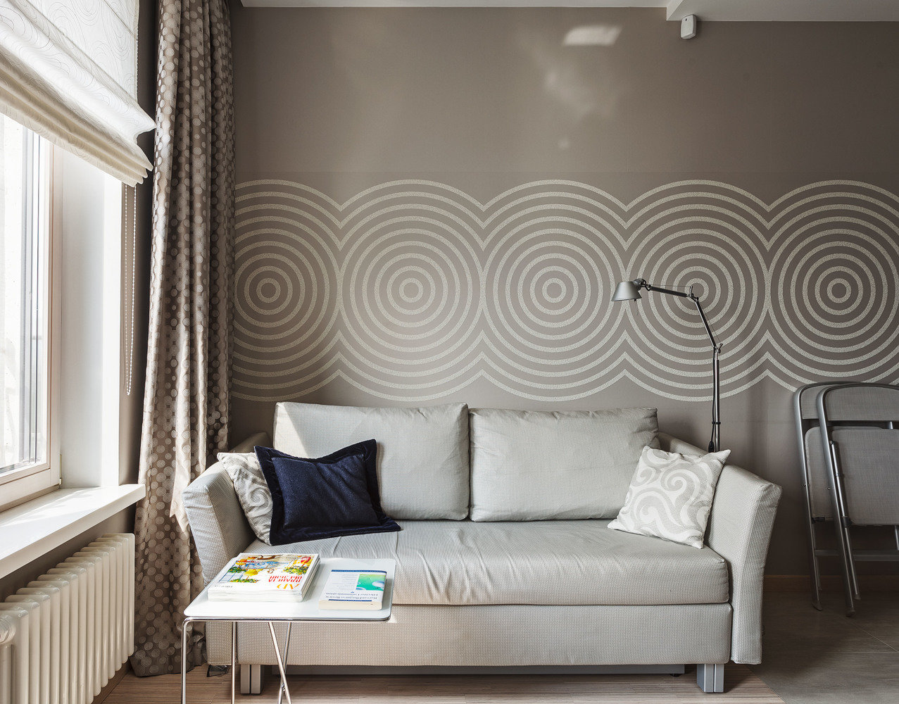 Фотография: Гостиная в стиле Современный, Малогабаритная квартира, Проект недели, Михаил Новинский, Монолитный дом, 1 комната, 40-60 метров, Москав – фото на INMYROOM