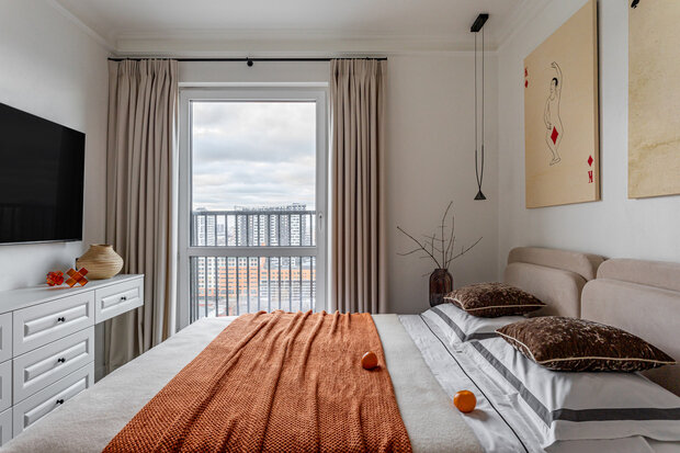 Фотография: Спальня в стиле Современный, Эклектика, Винтажный, Квартира, Проект дня, Москва, Сара Михайлова – фото на INMYROOM