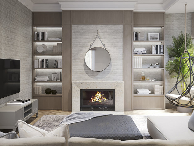 Фото из портфолио Библиотека с камином – фотографии дизайна интерьеров на INMYROOM