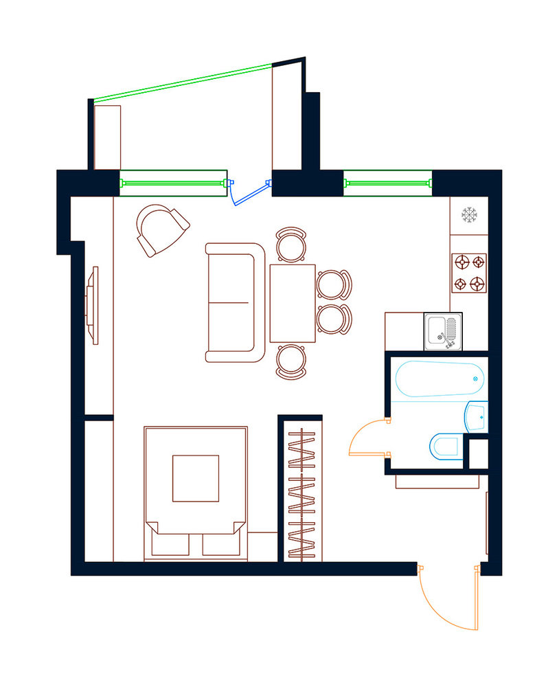 Фото из портфолио Однушка на Алтайской улице – фотографии дизайна интерьеров на INMYROOM Фото из портфолио Однушка на Алтайской улице – фотографии дизайна интерьеров на INMYROOM