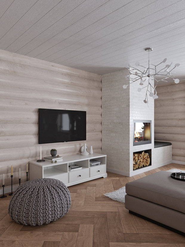 Фото из портфолио сканди гостинная в бревенчатом доме – фотографии дизайна интерьеров на INMYROOM