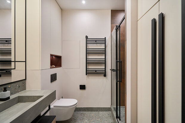 Фотография: Ванная в стиле Современный, Квартира, Проект дня, Москва, 1 комната, 40-60 метров, минимализм, современный, Мария Куймазова – фото на INMYROOM