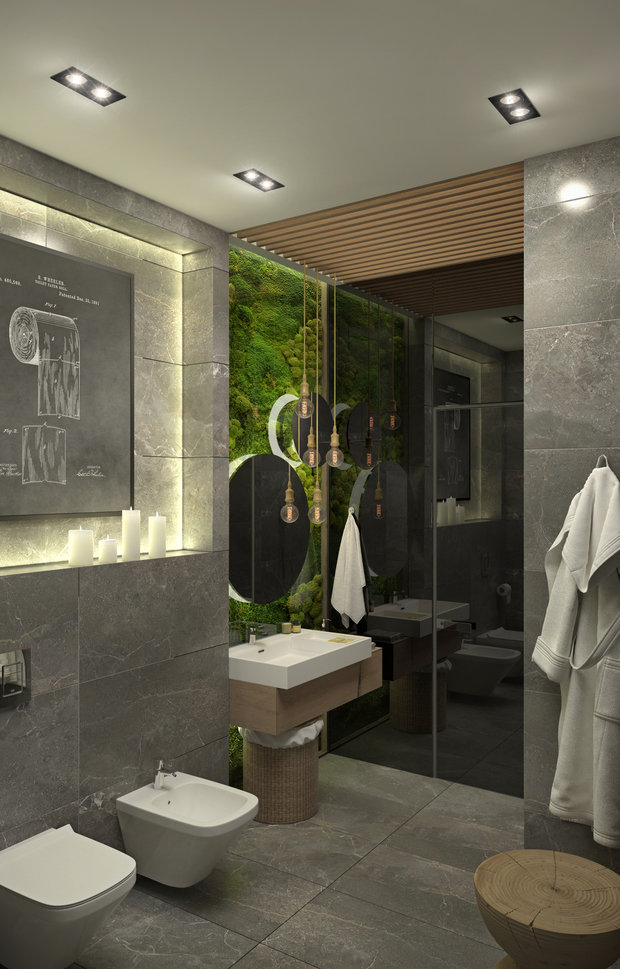 Фотография: Ванная в стиле Современный, Эко, Лофт, Квартира, Проект недели, Санкт-Петербург, 2 комнаты, 60-90 метров, Монолитно-кирпичный, Екатерина Соболенко, Кассиопея – фото на INMYROOM