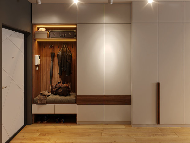 Фотография: Прихожая в стиле Современный, Малогабаритная квартира, Квартира, Студия, Проект недели, Москва, до 40 метров, KS Interiors, Екатерина Силантьева – фото на INMYROOM