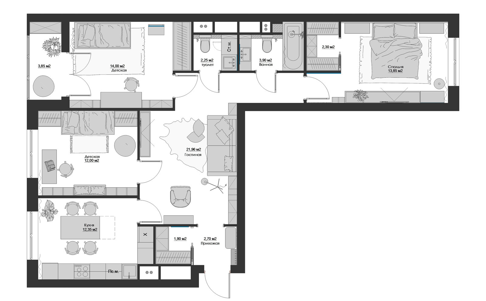 План с расстановкой мебели План с расстановкой мебели