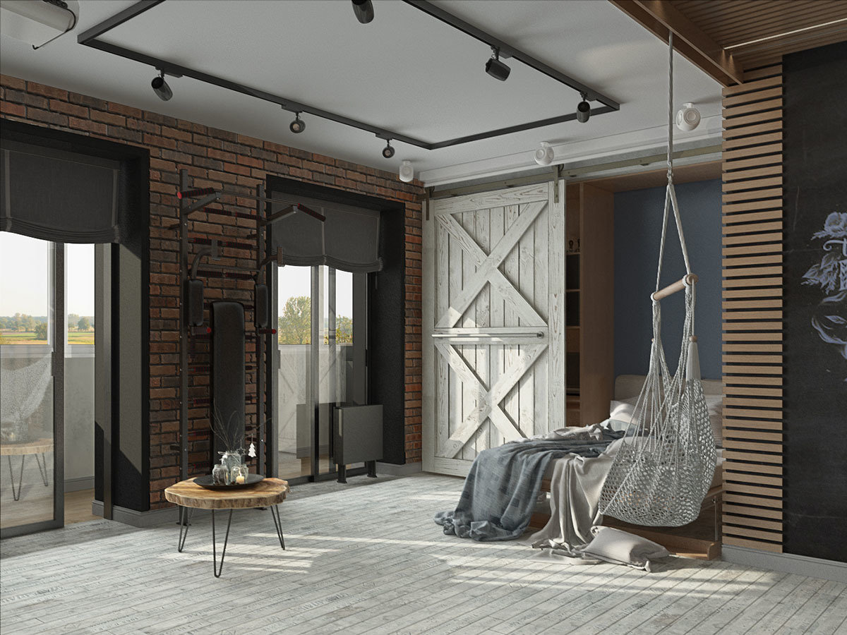 Фотография: Спальня в стиле Лофт, Современный, Квартира, Студия, Проект недели, Дмитровский район, Евгения Ермолаева, EEDS, 40-60 метров, Монолитно-кирпичный, ЖК «Пятиречье» – фото на INMYROOM