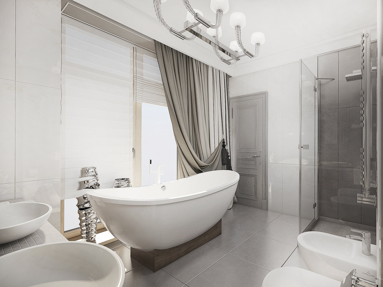 Фотография: Ванная в стиле Классический, Современный, Эклектика, Дом, Планировки, Miele, Мебель и свет, Белый, Минимализм, Черный, Красный, Бежевый, Серый, Голубой, Бирюзовый, Подмосковье, Дом и дача, MERIDIANI, Atlas Concorde, Villeroy & Boch, Hansgrohe, Delta Light, Barovier & Toso, Masiero, Studio Beam, Bonaldo, Regency Hob Grate, Mittel, Никита Морозов, KM Studio, Таунхаус – фото на INMYROOM