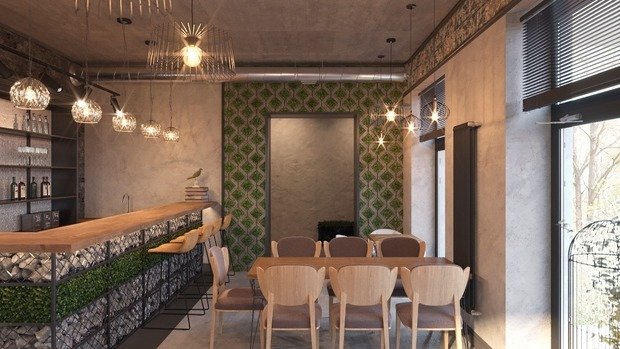 Фото из портфолио Кафе-бар в стиле эко-лофт, 250 м² – фотографии дизайна интерьеров на INMYROOM