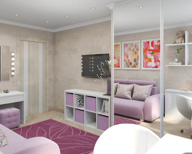 Фото из портфолио Детская для девочки-подростка в лиловых оттенках – фотографии дизайна интерьеров на INMYROOM