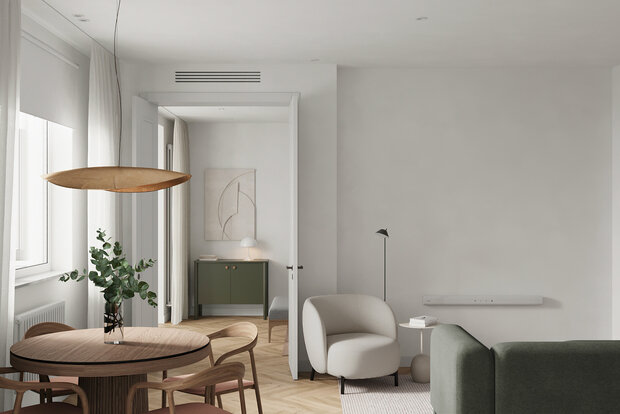 Фотография: Гостиная в стиле Современный, Минимализм, Квартира, Проект недели, Москва, Монолитный дом, 3 комнаты, Более 90 метров, AE Design, Екатерина Ткаченко, Алиса Сивякова – фото на INMYROOM