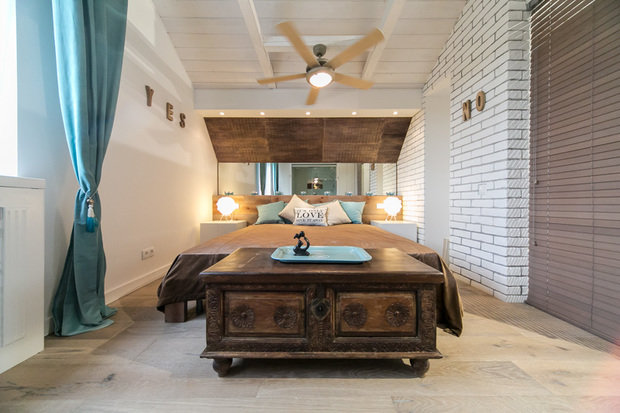 Фотография: Спальня в стиле Прованс и Кантри, Лофт, Скандинавский, Современный, Интерьер комнат, Дача, Дачный ответ, Мансарда – фото на INMYROOM