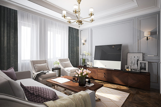 Фото из портфолио Гостиная в стиле Неоклассики – фотографии дизайна интерьеров на INMYROOM