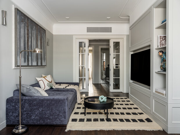 Фотография: Гостиная в стиле Классический, Современный, Эклектика, Квартира, Проект дня, Москва, 4 и больше, Более 90 метров, Татьяна Казанцева – фото на INMYROOM