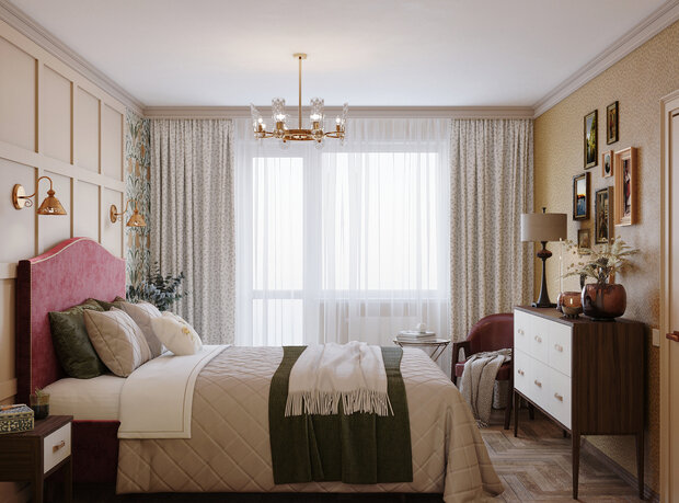 Фотография: Спальня в стиле Классический, Современный, Эклектика, Проект недели, Москва, 4 и больше, Более 90 метров, Ольга Долидзе – фото на INMYROOM