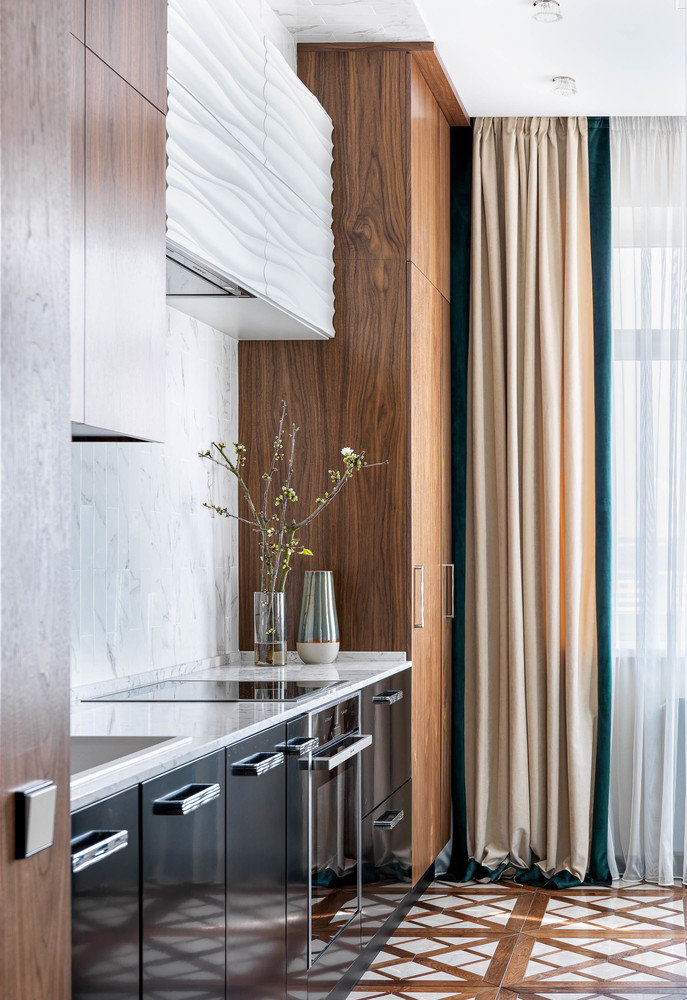 Фотография: Кухня и столовая в стиле Современный, Эклектика, Квартира, Белый, Проект недели, Москва, Зеленый, Бежевый, Розовый, Бирюзовый, Коричневый, Монолитный дом, 3 комнаты, Более 90 метров, Н-Куб, Николай Николаев – фото на INMYROOM Фотография: Кухня и столовая в стиле Современный, Эклектика, Квартира, Белый, Проект недели, Москва, Зеленый, Бежевый, Розовый, Бирюзовый, Коричневый, Монолитный дом, 3 комнаты, Более 90 метров, Н-Куб, Николай Николаев – фото на INMYROOM