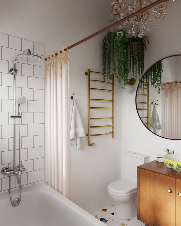 Фотография: Ванная в стиле Эклектика, Эко, Скандинавский, Современный, Дом, Проект недели, Дача, Дом и дача, Московская область, 2 комнаты, 40-60 метров, Анастасия Струве – фото на INMYROOM