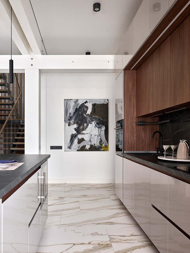 Фотография: Кухня и столовая в стиле Современный, Проект дня, Дача, Подмосковье, Блочный дом, 4 и больше, Более 90 метров, Марина Жеренко – фото на INMYROOM