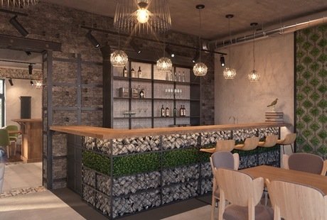 Кафе-бар в стиле эко-лофт, 250 м²