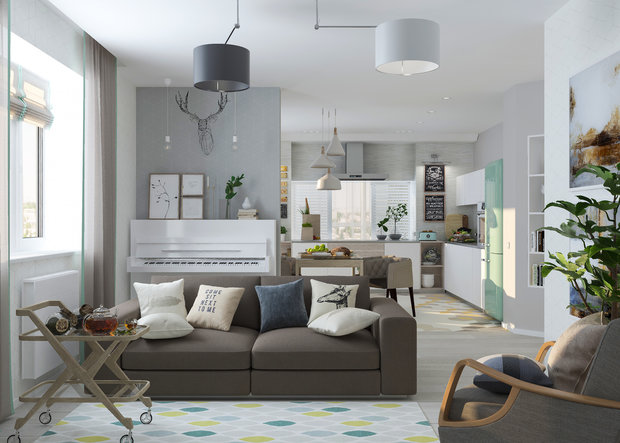 Фото из портфолио Гостиная " Abstraction" – фотографии дизайна интерьеров на INMYROOM