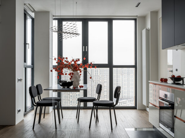 Фотография: Кухня и столовая в стиле Современный, Квартира, Проект дня, Москва, 2 комнаты, 60-90 метров, Анастасия Дубовскова, ЖК «Яуза Парк» – фото на INMYROOM