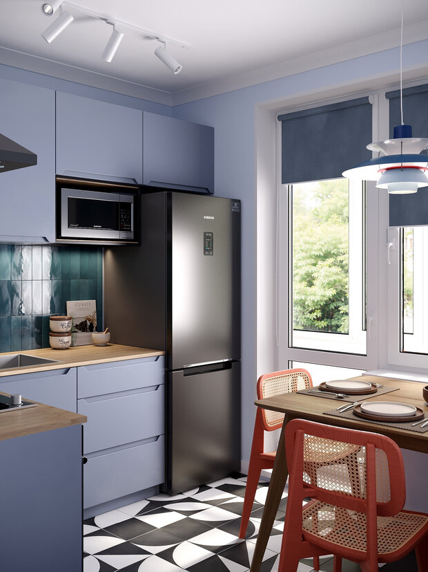 Фотография: Кухня и столовая в стиле Современный, Скандинавский, Проект дня, Москва, Ирина Собыленская, Хрущевка, Кирпичный дом, 2 комнаты, до 40 метров, современный с элементами лофта и эко – фото на INMYROOM