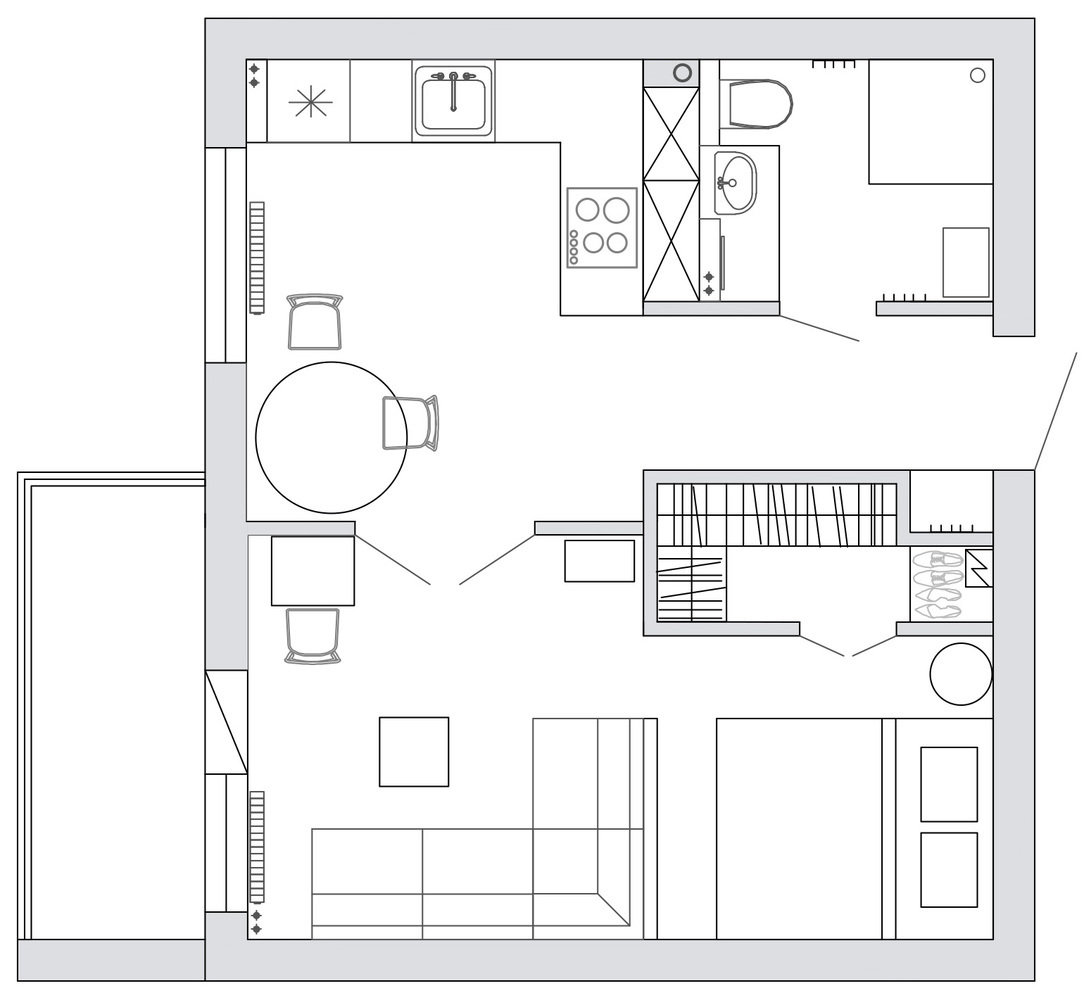 Фотография: Планировки в стиле , Скандинавский, Современный, Малогабаритная квартира, Квартира, Проект недели, Санкт-Петербург, 1 комната, до 40 метров, Ольга Копосова, Юлия Киткаева – фото на INMYROOM