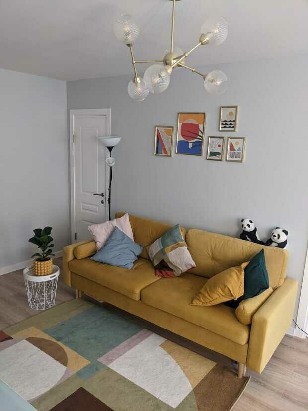 Фотография: Гостиная в стиле Скандинавский, Ремонт на практике, ремонт хрущевки, Хрущевка, 40-60 метров, интерьер хрущевки – фото на INMYROOM