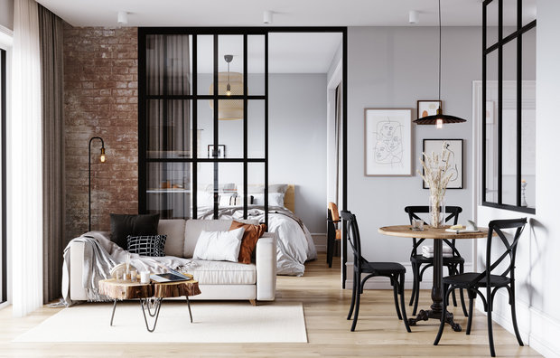 Фотография: Кухня и столовая в стиле Скандинавский, Квартира, Проект недели, Санкт-Петербург, 1 комната, 40-60 метров, Монолитно-кирпичный, Студия 20:18 – фото на INMYROOM
