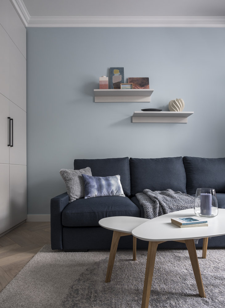 Фотография: Гостиная в стиле Современный, Квартира, Проект недели, Москва, Сталинка, 2 комнаты, 40-60 метров, Карина Задвина, Porte Rouge – фото на INMYROOM