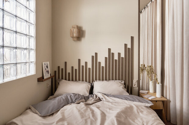 Фотография: Спальня в стиле Современный, Малогабаритная квартира, Квартира, Проект дня, Москва, 2 комнаты, до 40 метров, Монолитно-кирпичный, Анна Малютина, современный с элементами этники – фото на INMYROOM