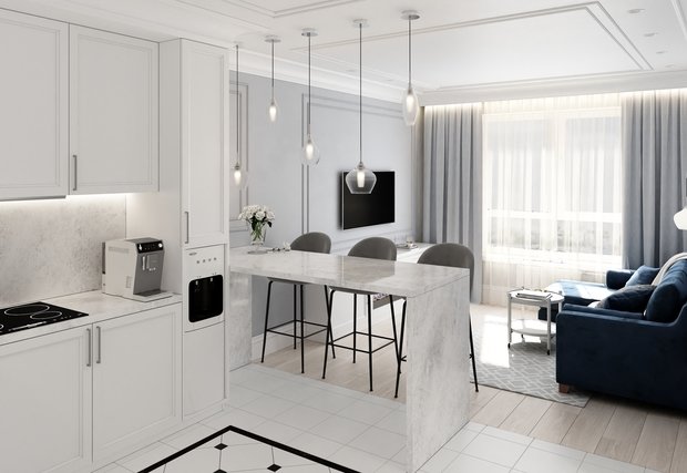 Визуализация интерьера кухни в современном стиле