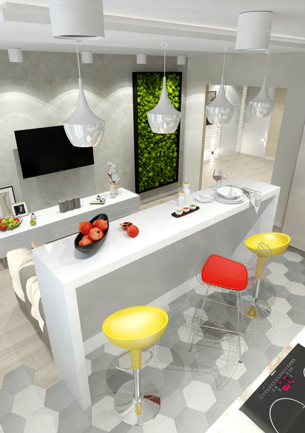 Фото из портфолио кухня-гостиная для молодой девушки, ул Кубовая г. Новосибирск – фотографии дизайна интерьеров на INMYROOM