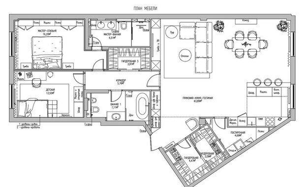Фотография: Планировки в стиле , Квартира, Проект дня, Санкт-Петербург, 3 комнаты, Более 90 метров, Елена Лебедева – фото на INMYROOM