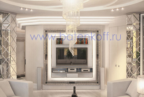 Дизайн проект гостиной в стиле ардеко от Батенькофф в Екатеринбурге 