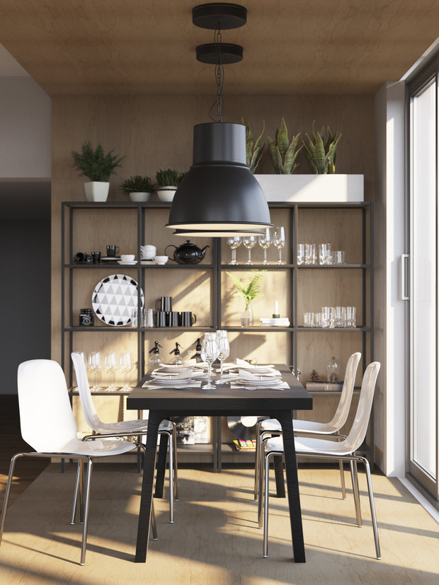 Фотография: Кухня и столовая в стиле Лофт, Гостиная, Скандинавский, Проект недели, ИКЕА, Московская область, Mobler, загородный дом – фото на INMYROOM