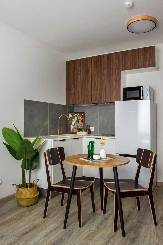 Фотография: Кухня и столовая в стиле Скандинавский, Современный, Восточный, Малогабаритная квартира, Квартира, Студия, Проект недели, Санкт-Петербург, до 40 метров, Анна Посохова, Ольга Трехонина – фото на INMYROOM