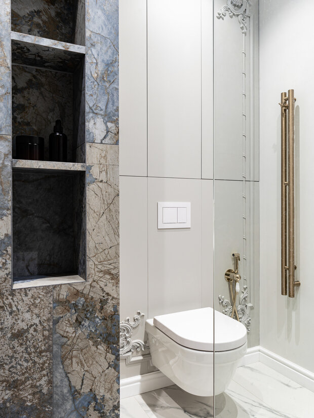 Фотография: Ванная в стиле Классический, Современный, Квартира, Проект дня, Москва, Монолитный дом, 1 комната, 40-60 метров, Алина Мурашова – фото на INMYROOM