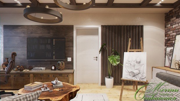 Фото из портфолио Интерьер кабинета со смелым сочетанием фактур – фотографии дизайна интерьеров на INMYROOM