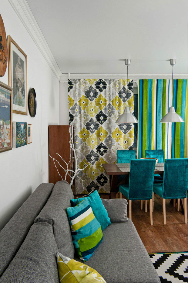 Фотография: Гостиная в стиле Скандинавский, Эклектика, Малогабаритная квартира, Квартира, Дома и квартиры, Белый, Проект недели – фото на INMYROOM