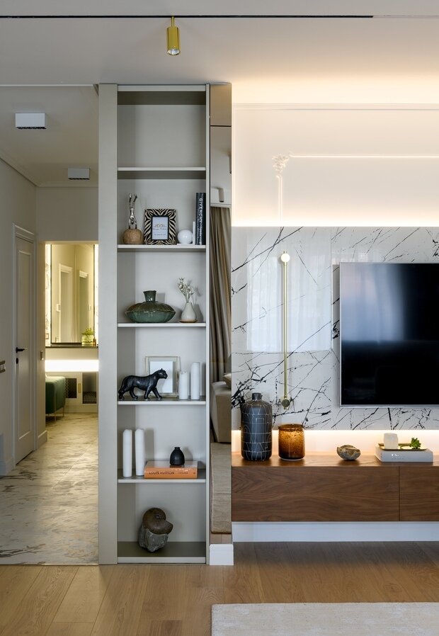 Фотография: Гостиная в стиле Современный, Классический, Квартира, Проект дня, 3 комнаты, Более 90 метров, Полина Степанова, D'POLLY, Чита – фото на INMYROOM