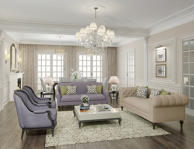 Фотография: Гостиная в стиле Классический, Советы, Потолок, Ольга Кондратова – фото на INMYROOM