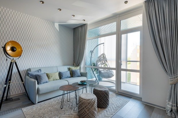 Фотография: Гостиная в стиле Скандинавский, Современный, Квартира, Проект недели, 2 комнаты, 40-60 метров, Светлогорск, Виктория Лазарева – фото на INMYROOM